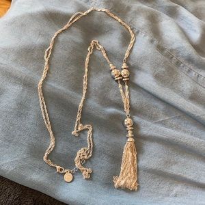 Liz Claiborne 22inch Long Silver Tassel Necklace